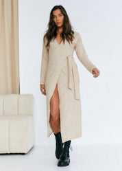 Rib Wrap Midi Dress