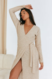 Rib Wrap Midi Dress