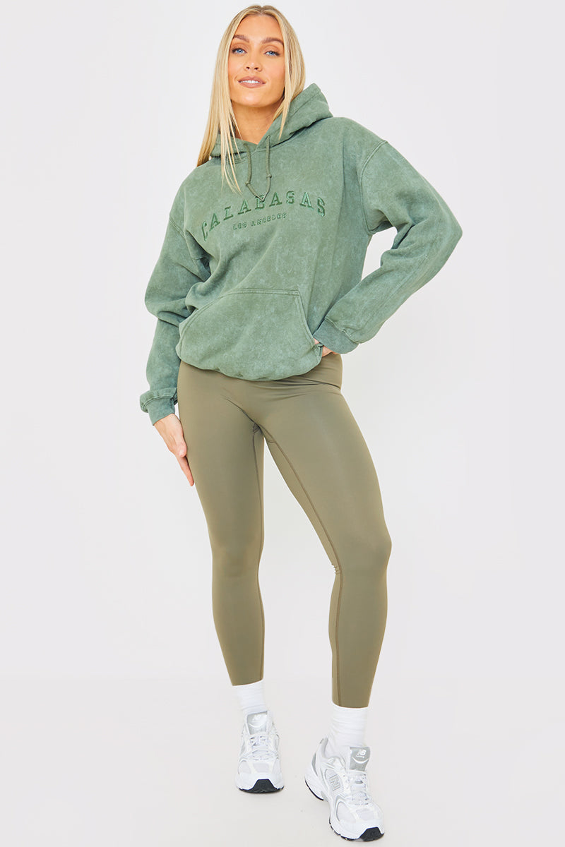'Calabasas' Acid Wash Slogan Hoodie