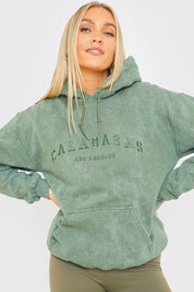 'Calabasas' Acid Wash Slogan Hoodie