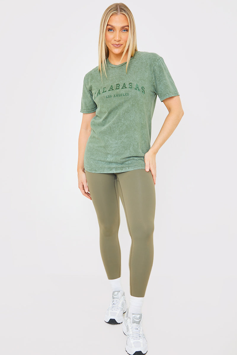'Calabasas' Acid Wash Slogan T-Shirt 