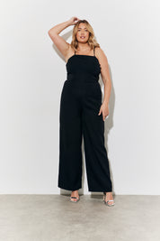 Strappy Wide Leg Button Detail Jumpsuit