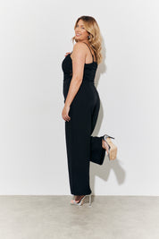 Strappy Wide Leg Button Detail Jumpsuit