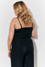 Strappy Wide Leg Button Detail Jumpsuit