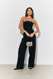 Strappy Wide Leg Button Detail Jumpsuit