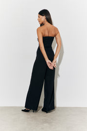 Strappy Wide Leg Button Detail Jumpsuit
