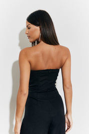 Strappy Wide Leg Button Detail Jumpsuit