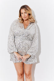 Silver Sequin Multiway Tie Playsuit