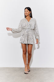 Silver Sequin Multiway Tie Playsuit