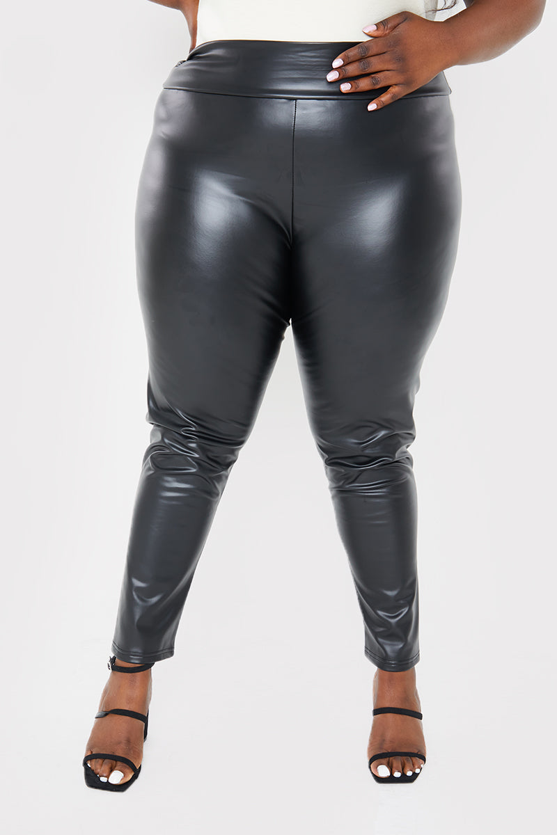 Plus Size Faux Leather Leggings Outfit Leather Leggings Thick Girl