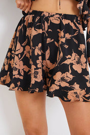 Abstract Floral Frill Co-Ord Shorts - InTheStyle