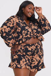 Abstract Floral Frill Co-Ord Shorts - InTheStyle