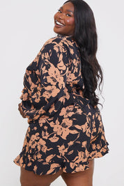 Abstract Floral Frill Co-Ord Shorts - InTheStyle