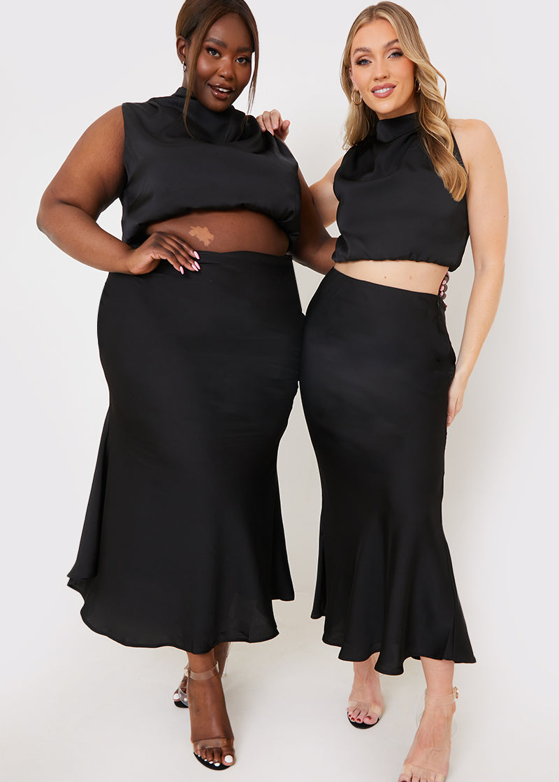 Satin Maxi Skirt Co Ord