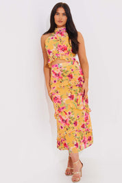 Floral Printed Chiffon Maxi Skirt