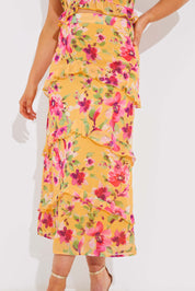Floral Printed Chiffon Maxi Skirt
