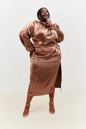 Drape Wrap Midi Skirt
