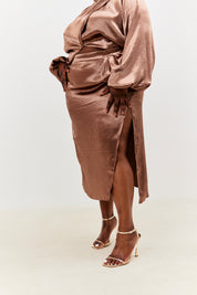 Drape Wrap Midi Skirt