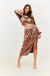 Drape Wrap Midi Skirt