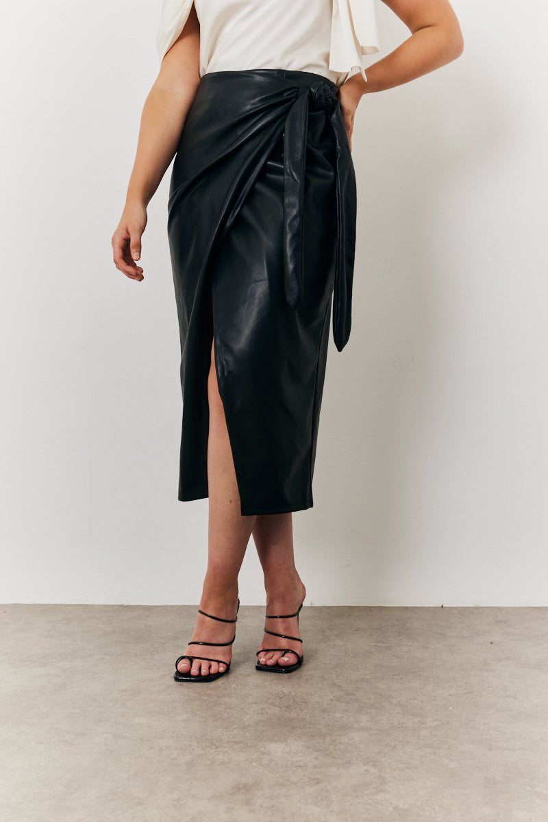 Leather Wrap Skirt