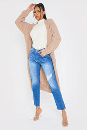 Washed Ripped High Waisted Stretch Mom Jeans