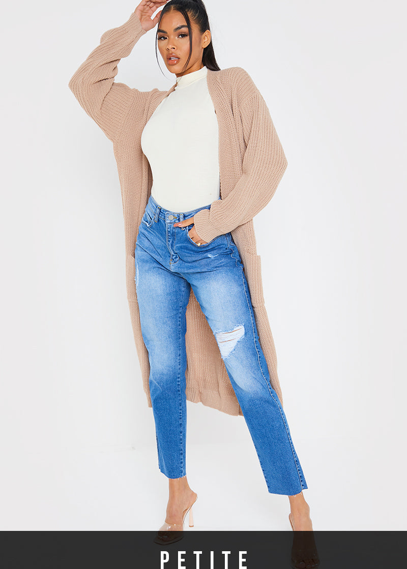 Washed Ripped High Waisted Stretch Mom Jeans