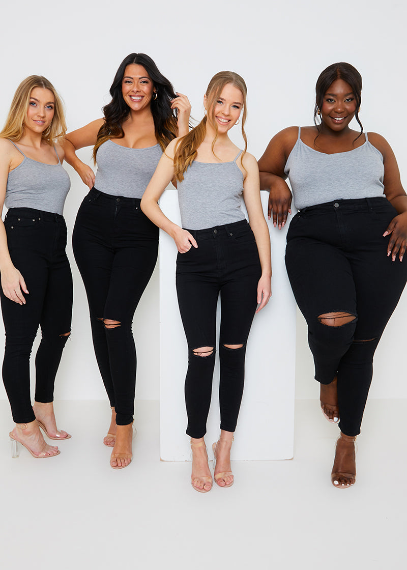 Ripped Knee Wash Stretch Skinny Jeans