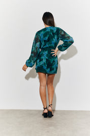 Printed Wrap Detail Mini Dress