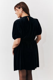 Velvet Embellished Belt Mini Dress