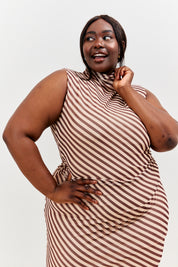 Stripe Printed Mesh Bodycon Midaxi Dress