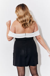 Black Contrast Bow Mini Dress