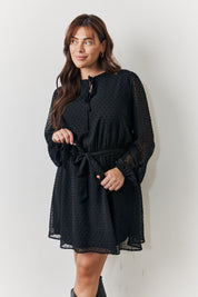 Dobby Chiffon Belted Mini Dress
