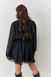 Dobby Chiffon Belted Mini Dress