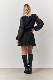 Dobby Chiffon Belted Mini Dress