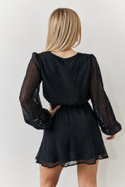 Dobby Chiffon Belted Mini Dress