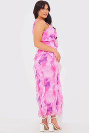 Abstract Floral Frill Detail Maxi Dress - InTheStyle