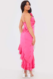 Asymmetric Frill Midaxi Dress With Cordetail