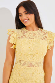 Premium Lace Panel Detail Frill Hem Midaxi Dress
