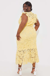 Premium Lace Panel Detail Frill Hem Midaxi Dress