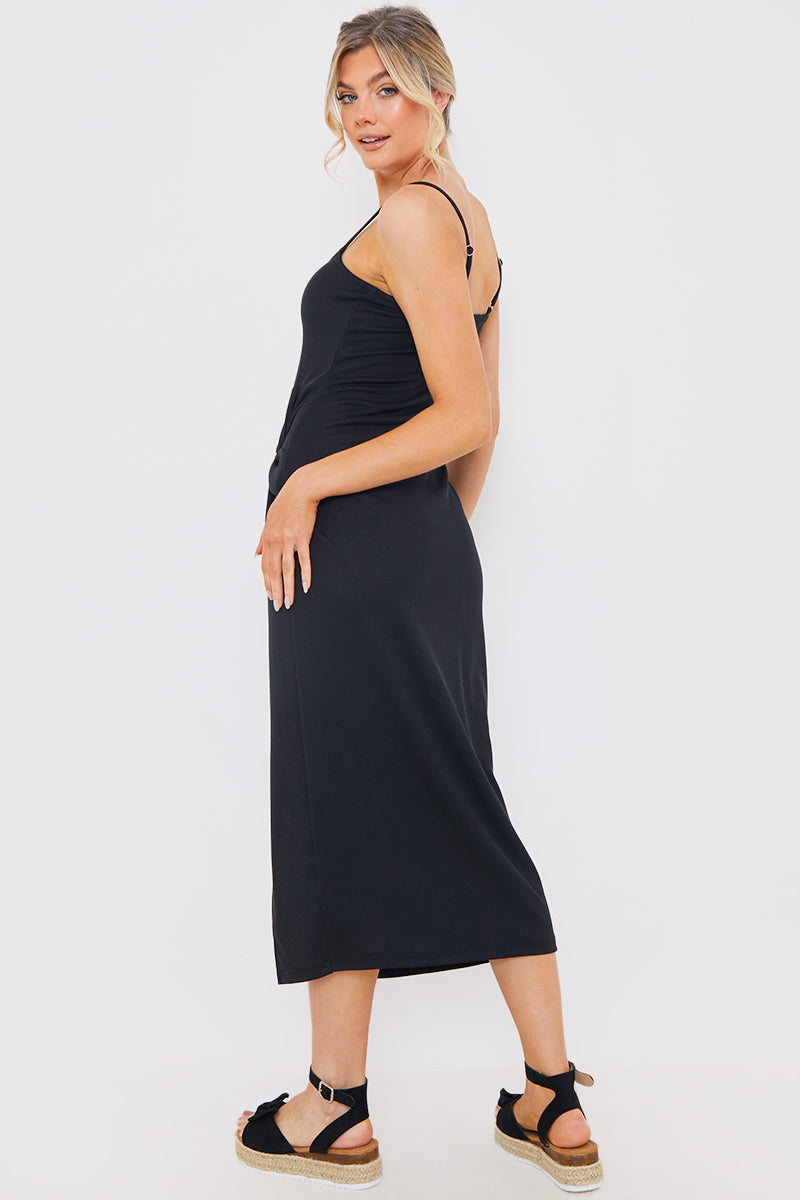 Ribbed Twist Detail Midi Dress