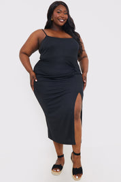 Ribbed Twist Detail Midi Dress