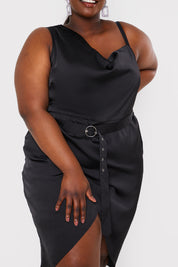 Asymmetric Cowl Neck Dress