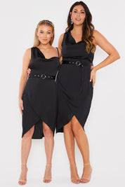 Asymmetric Cowl Neck Dress