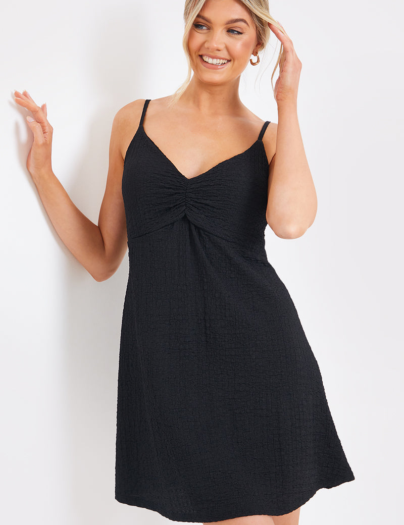 Textured Ruched Bust Mini Dress