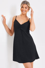Textured Ruched Bust Mini Dress