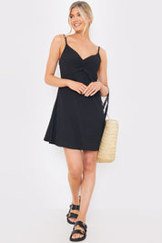 Textured Ruched Bust Mini Dress