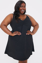 Textured Ruched Bust Mini Dress
