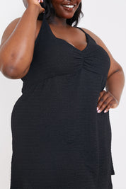 Textured Ruched Bust Mini Dress