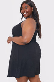 Textured Ruched Bust Mini Dress