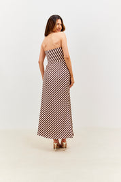 Satin Stripe Halterneck Midaxi Dress